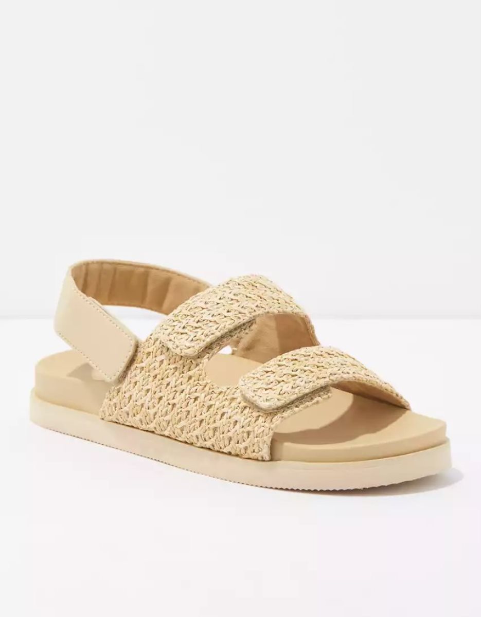 Sandales American Eagle AE Raffia Slingback Beige Femme | NYL-75630538